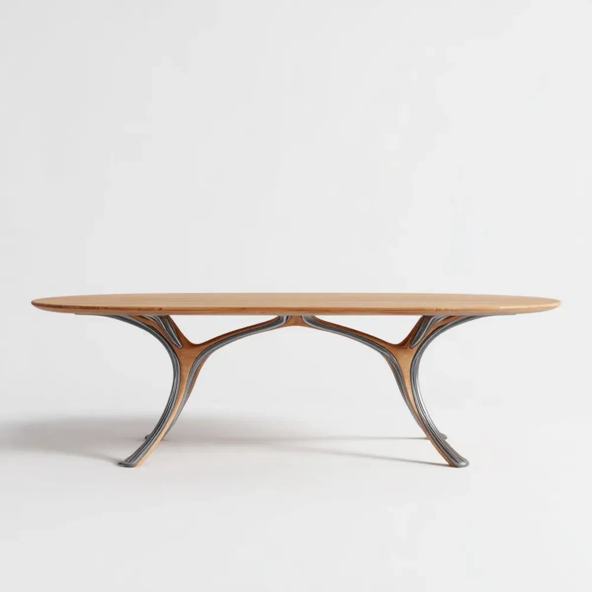 Table à manger ovale marron 200 x 100 x 75 cm en bois massif et acier