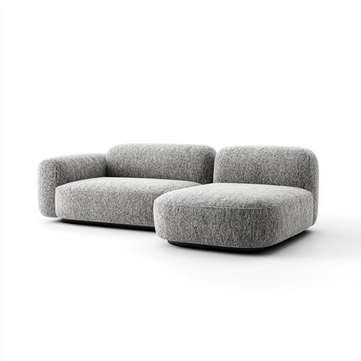Canapé modulable 2 places gris en polyester forme arrondie 280 x 105 x 70 cm