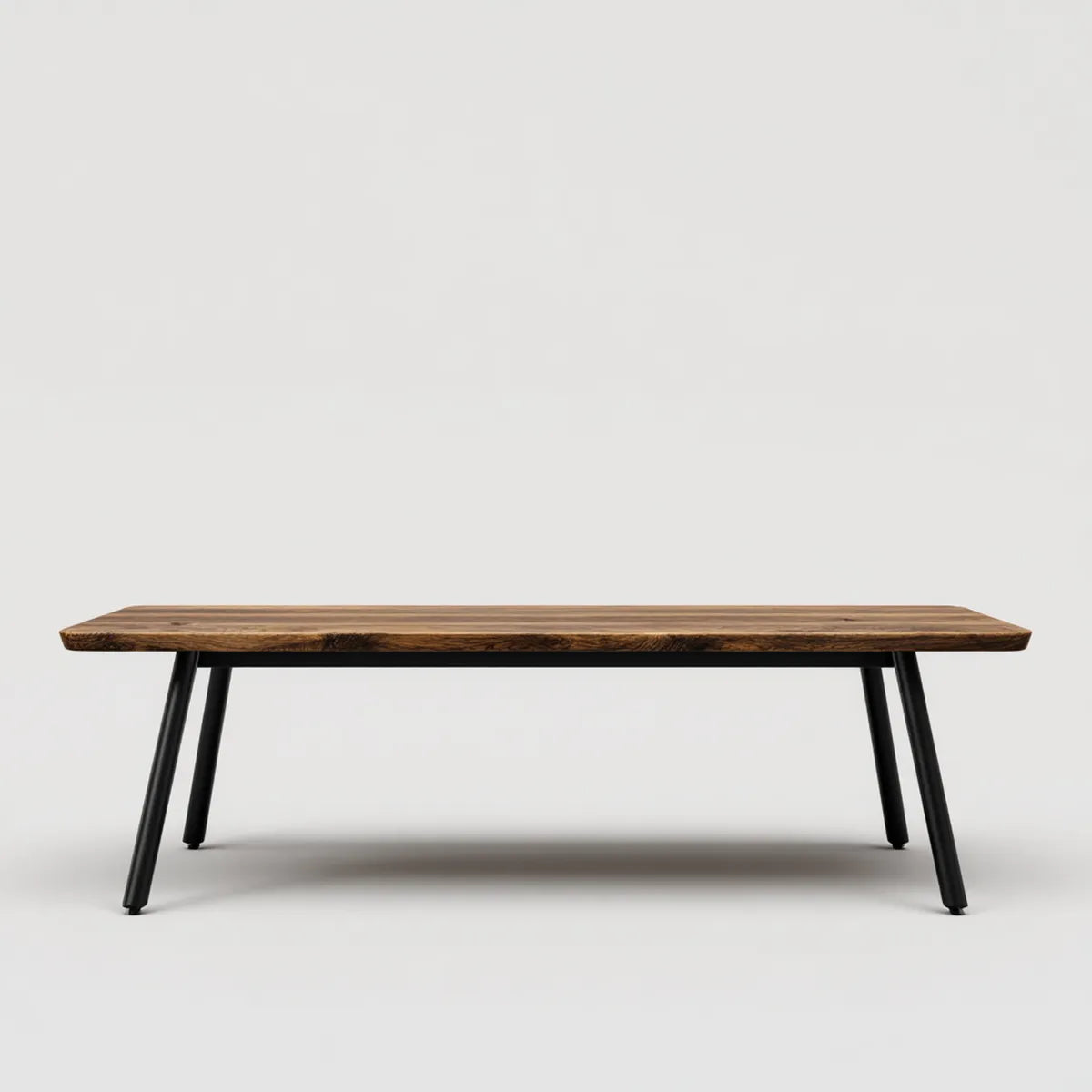Table à manger rectangulaire marron et noire 160 x 80 x 75 cm en bois massif d'acacia et acier