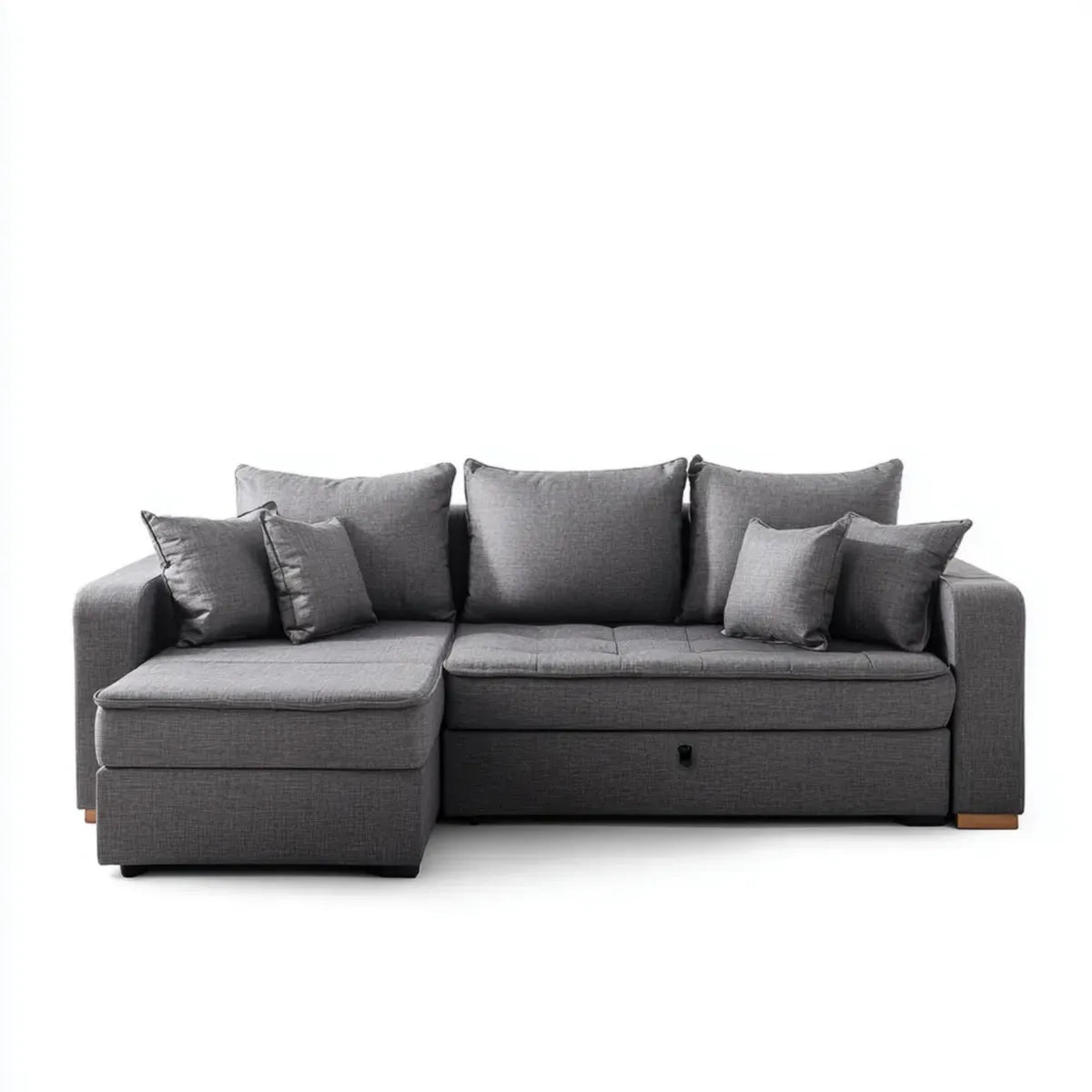 Canapé d'angle convertible gauche gris foncé en polyester 235 x 145 x 85 cm