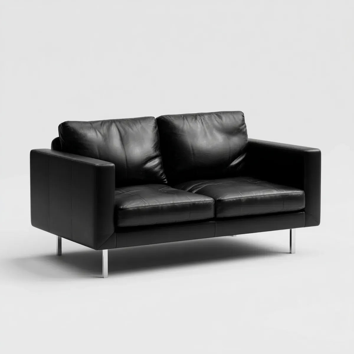 Canapé 2 places noir en cuir PU rectangulaire 160 x 88 x 85 cm