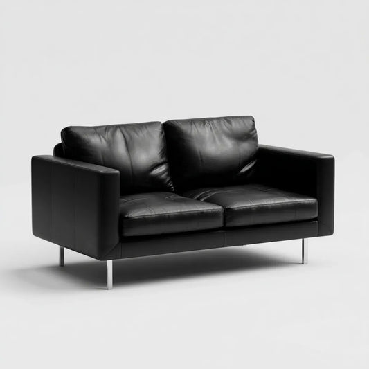 Canapé 2 places noir en cuir PU rectangulaire 160 x 88 x 85 cm