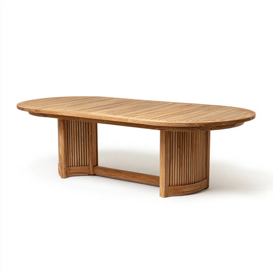 Table à manger ovale en teck massif naturel 240 x 100 x 75 cm
