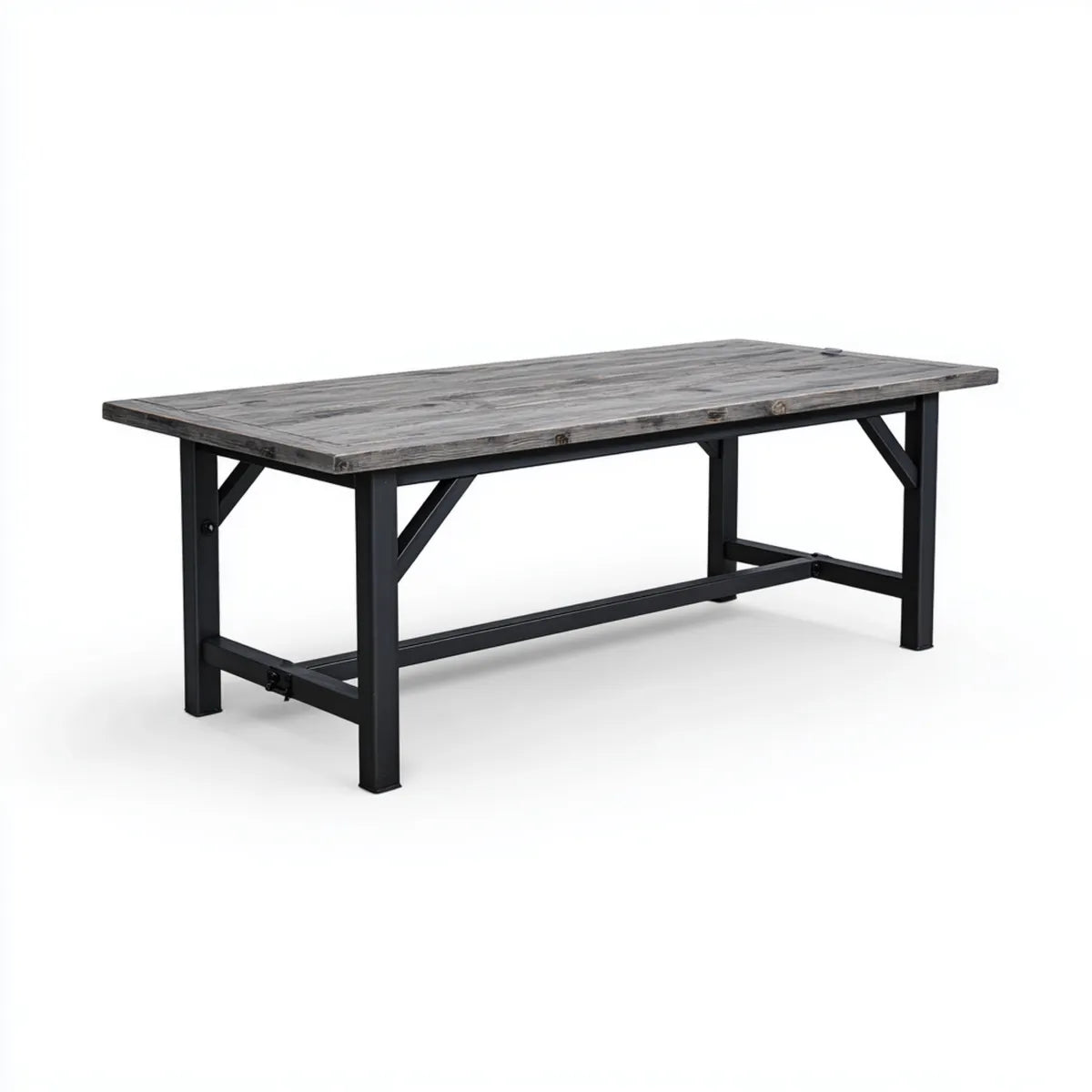 Table à manger rectangulaire grise 180 x 90 x 75 cm en bois massif et acier