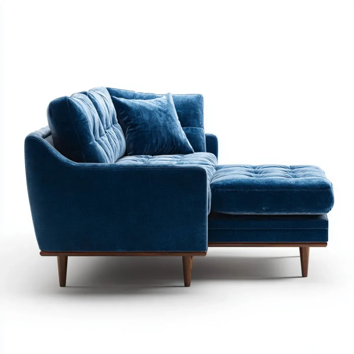Fauteuil lounge avec repose-pieds rectangulaire bleu en velours de polyester 100 x 90 x 84 cm