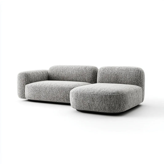 Canapé modulable 2 places gris en polyester forme arrondie 280 x 105 x 70 cm