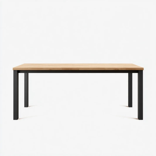 Table à manger rectangulaire chêne naturel acier noir 160 x 80 x 75 cm