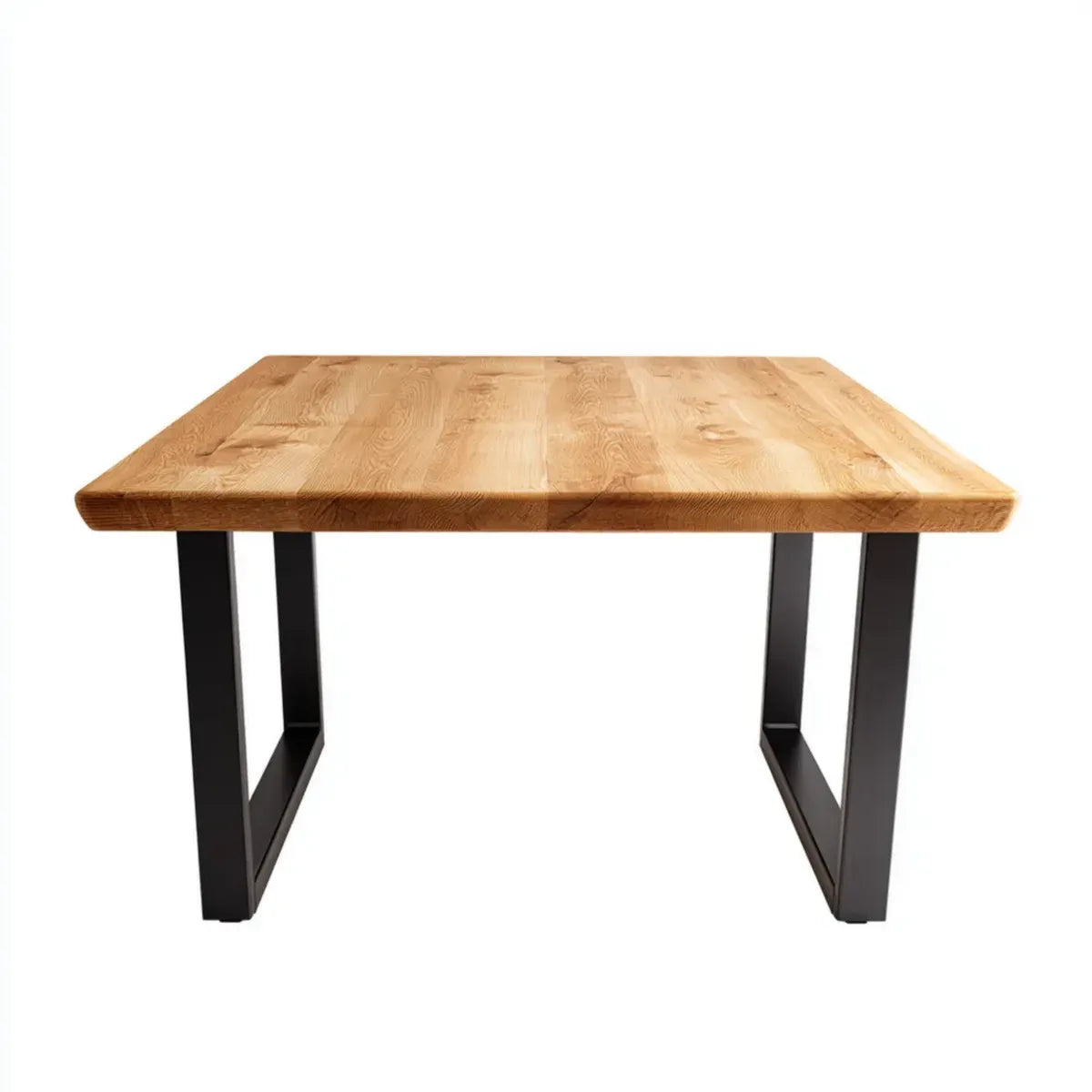 Table à manger rectangulaire chêne massif naturel pieds en acier noir 160 x 90 x 75 cm