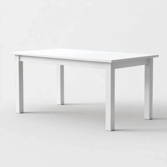 Table à manger rectangulaire blanche 120 x 75 x 75 cm en MDF et pin massif