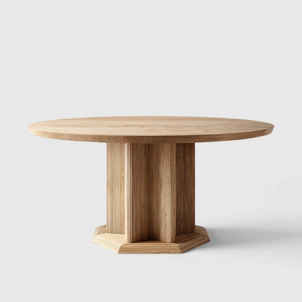 Table à manger ronde beige en chêne placage chêne 120 x 120 x 75 cm